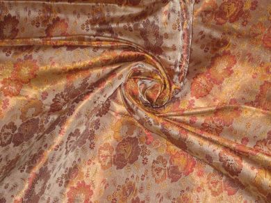 Pure Silk fabric with Floral jacquard design~Width 44~Rust