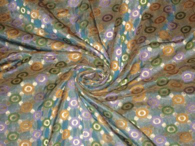 Pure silk fabric~Width 44~Jacquard design~Blue colour with Orange