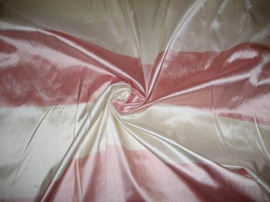 Silk dupioni silk Pink & Ivory colour Stripes 54" wide DUP#S40[2]