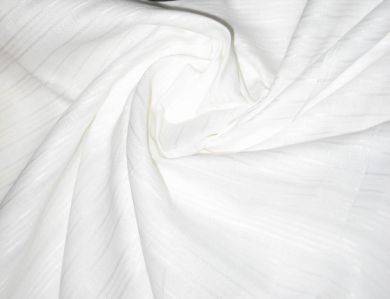 White linen with satin stripes / herribones & very slight lurex yarn-58? wide