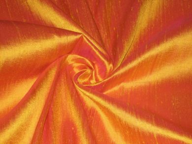 silk dupioni silk 44&quot; width-Yellow with pink shot colour
