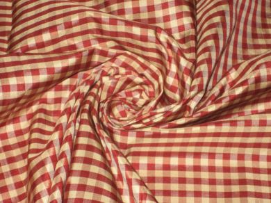 SILK TAFFETA FABRIC Red,Pink and white colour plaids TAFC1[1] 44&quot; wide