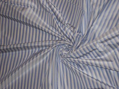 SILK TAFFETA FABRIC blue and white stripes 54" wide TAF#S3[3]