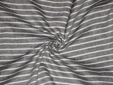 Superb Quality Linen Club Cloudy Grey with white horizontal stripe Fabric ~ 58&quot; wide