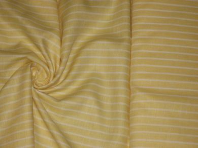 Superb Quality Linen Club Lemon Yellow with white horizontal stripe Fabric ~ 58&quot; wide