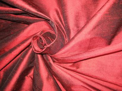 Elegant Scarlet Red/Black Silk Dupioni Fabric 54