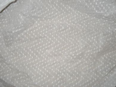 White cotton organdy fabric leno dobby curvy zigzag design 44" wide [1510]