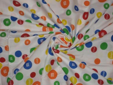 Cambric cotton ~White colour with M&amp;M print ~Width 44