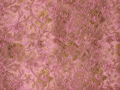 Silk Brocade Fabric Candy Pink &amp; Green Color~Width 44