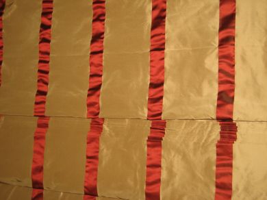 Silk taffeta gold with crimson red stripes 54&quot; wide