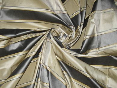 Steel Grey,Yellow,Sand Gold &amp; White colour Satin Stripe Silk Taffeta Width 54" wide Taf#S70[1]