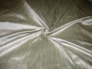 Iridescent Steel Grey x Olive Green Silk Dupioni~Width 54