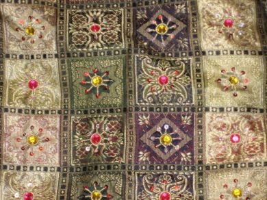 Silk Brocade Embroidered  with beautiful colorful stones 44" wide BRO29[4]