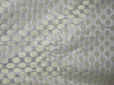 Cream colour Silk Organza With Metalic Gold jacquard~Width 44