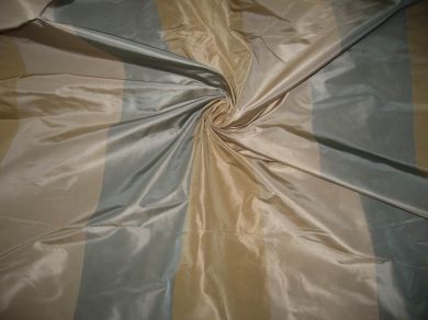 Beige,Gold and Steel Grey stripe Silk Taffeta fabric~54&quot; wide