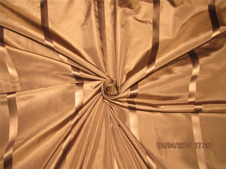 silk taffeta fabric brown with satin stripes 54" wide TAFS147[2]