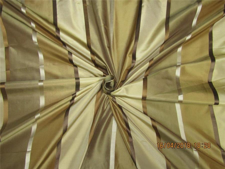 silk taffeta fabric caramel,gold & khaki with satin stripes 54" wide TAFS147[3]