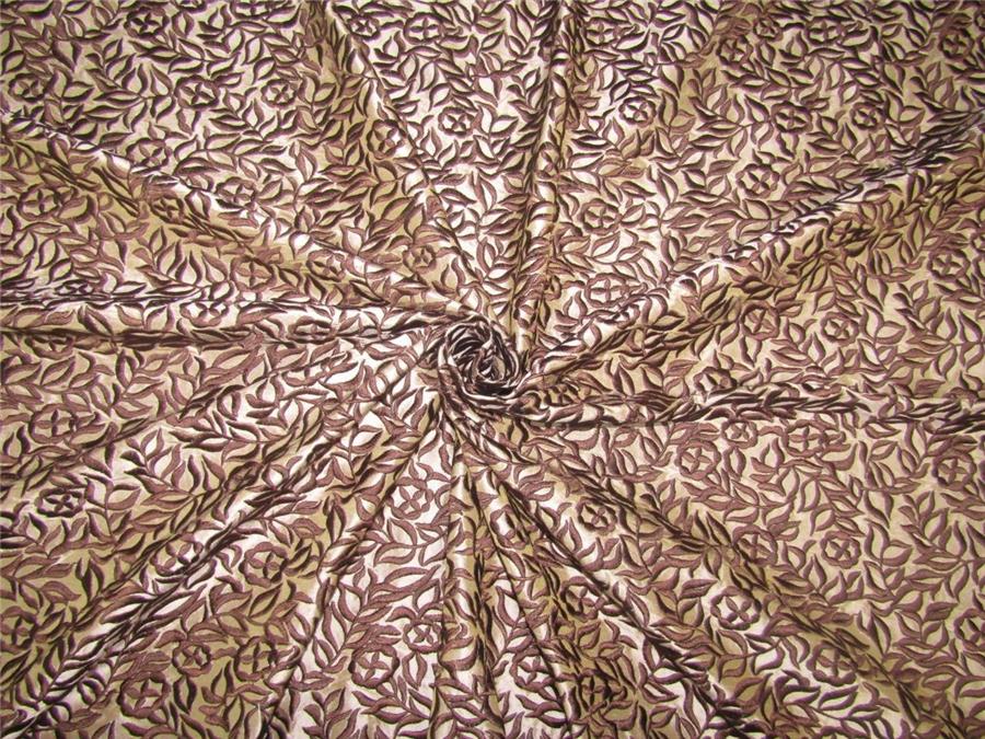 100% Silk Dupion Fabric Embroidery Golden Brown x brown color 54&quot;DUP# E54[1]