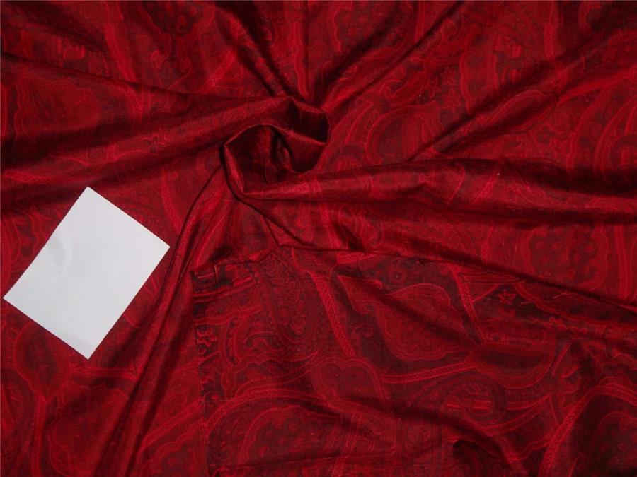 100% pure silk dupion fabric print red x black color 54" wide DUP PRINT #36[6]