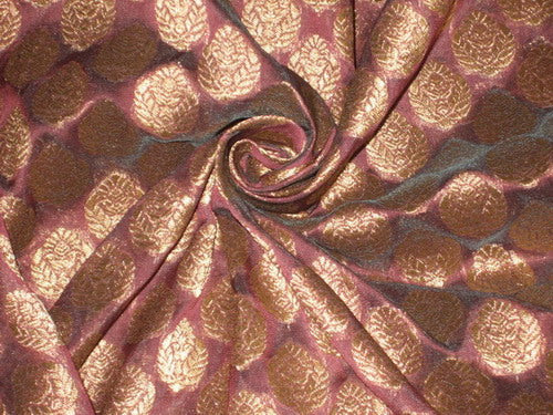 Pure Silk Brocade fabric PinkishLavender &amp; Antique Gold