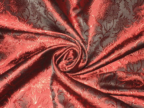 Silk Brocade fabric Wine Red & Black Color 44" wide BRO113[4]