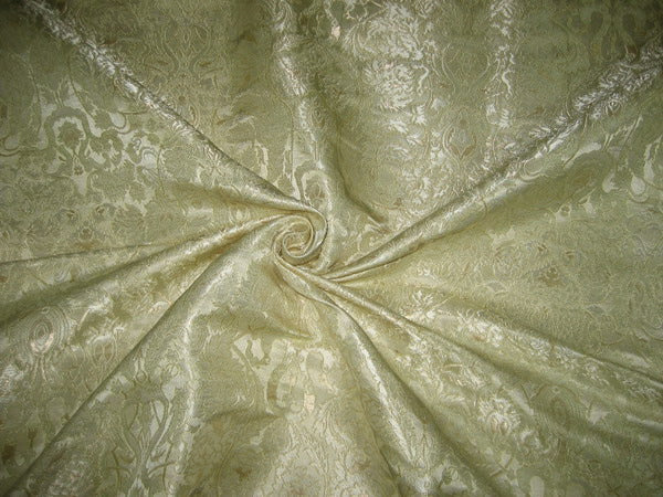 Heavy Silk Brocade Fabric Butter &amp; Metallic Gold BRO124[1]
