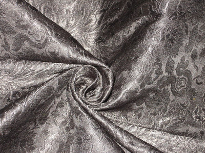 Pure Heavy Silk Brocade Fabric Jet Black*BRO153[4]