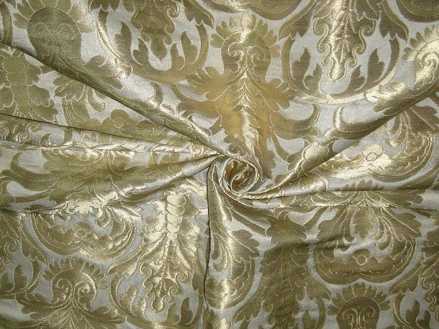Brocade Fabric heavy king khab Ivory &amp; Gold 36" wide BRO91[2]