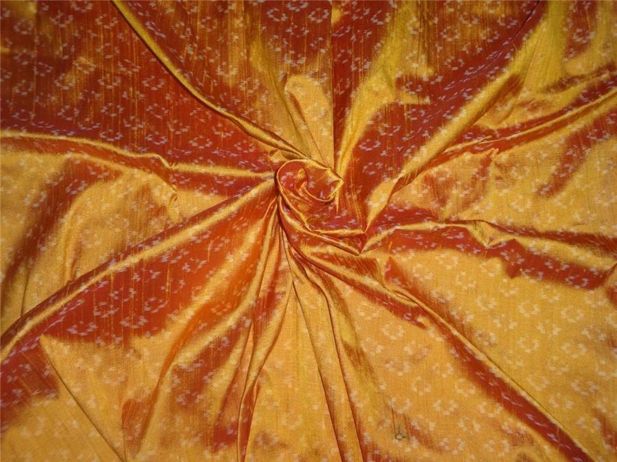 100% pure silk dupion ikat fabric golden mango colour 44" wide DUPikat37[6]