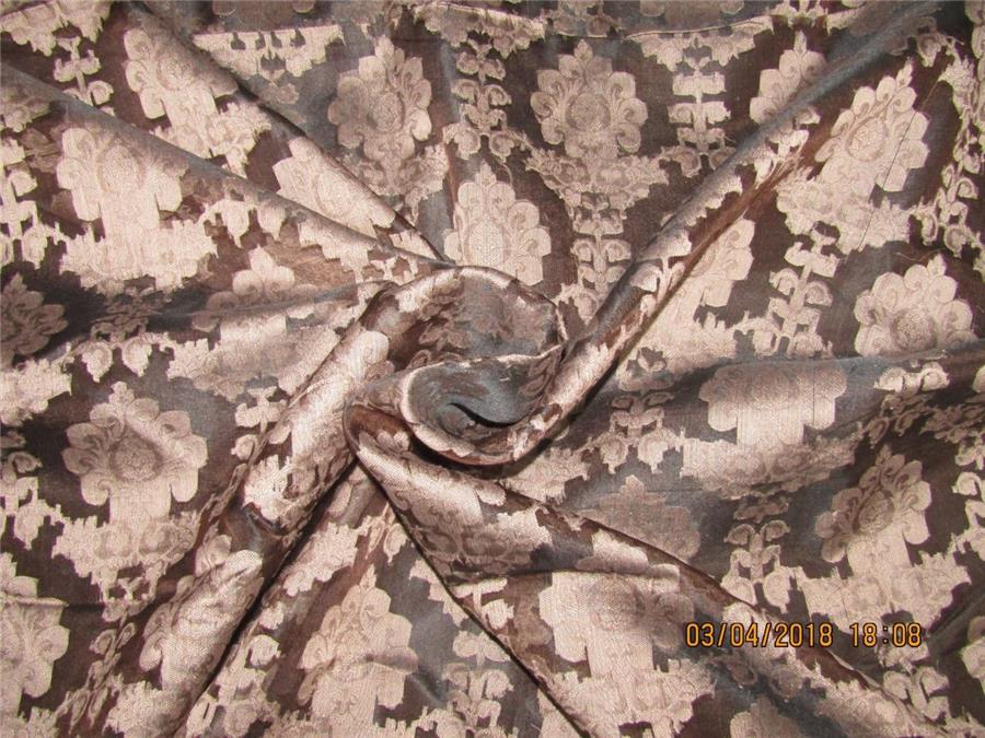 silk organza Jacquard fabric 44" width brown color [8464]