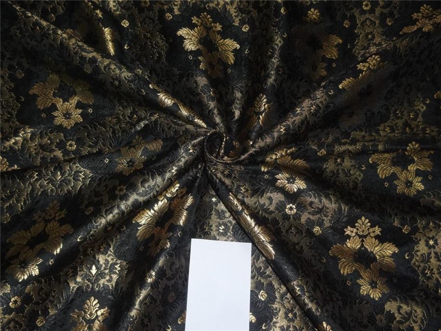 HEAVY SILK BROCADE BLACK X METALLIC GOLD COLOR 44&quot;