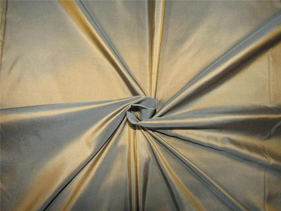 100% Pure silk taffeta fabric iridescent golden brown x slate blue 54" wide TAF#297[3]