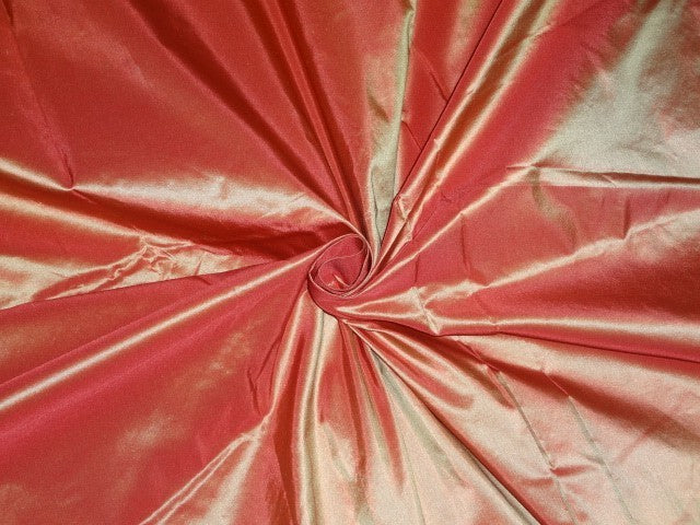 Pure SILK TAFFETA FABRIC Firey Orange x Gold color 4.15 yards continuous piece