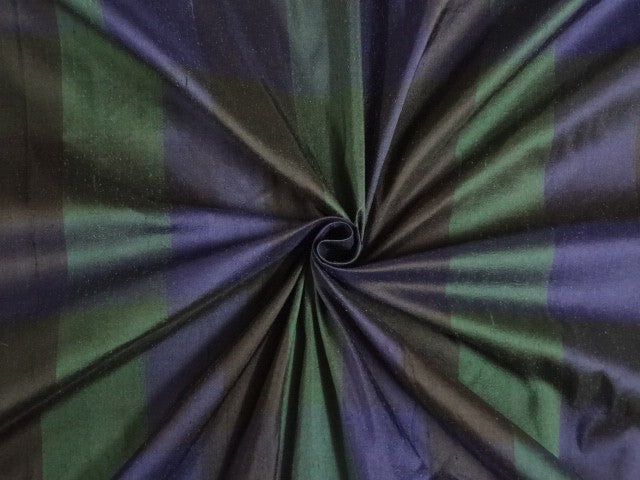 Blue,Green &amp; Black COLOUR PLAIDS~SILK DUPIONI FABRIC~WIDTH 54