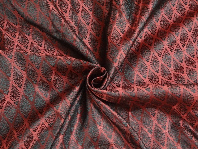 Spun BROCADE FABRIC Red Black 44" wide BRO288[1]