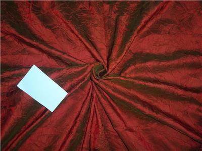 100% Pure SILK CRUSHED Dupioni RED X GREEN Fabric 60" wide DUP#171