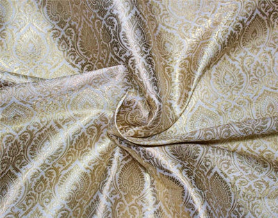 Brocade fabric ivory x metallic gold color 44&quot;wide