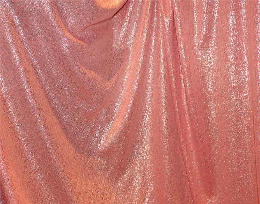 Peachy Pink shimmer silver Lycra lurex fabric ~ 58'' wide.