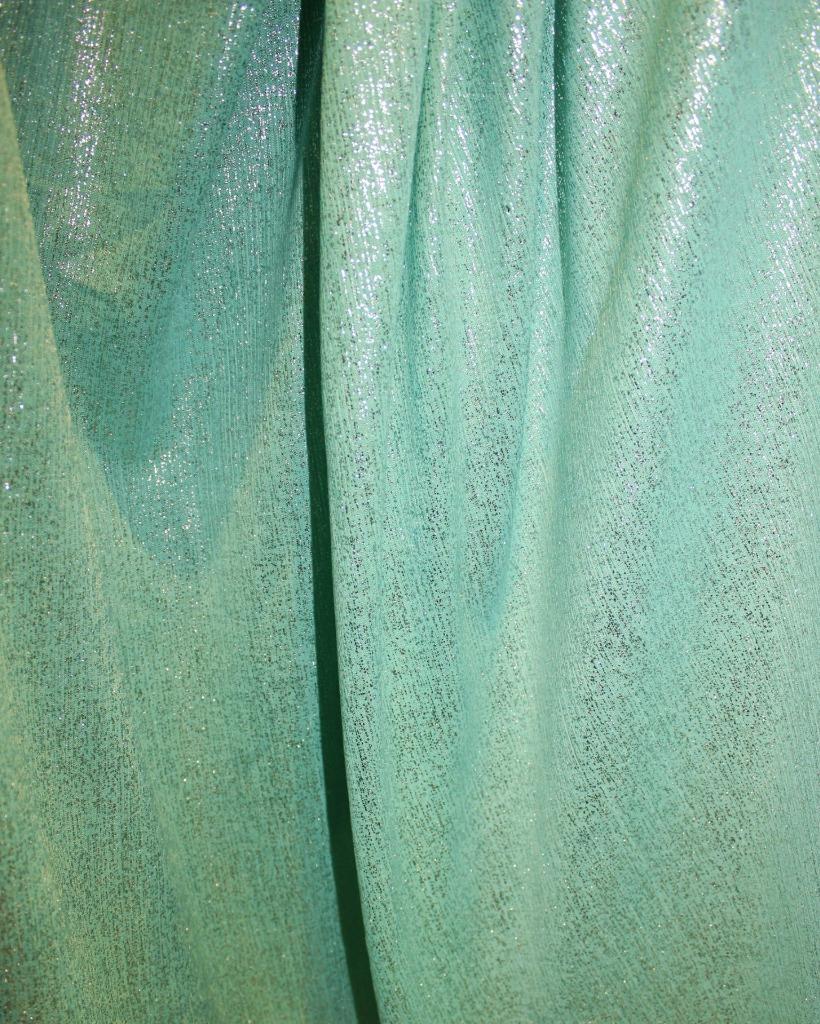 Sea Green shimmer silver Lycra lurex fabric ~ 58'' wide.