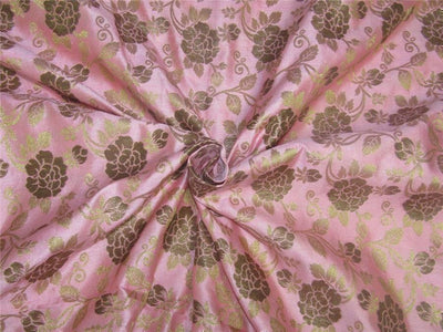 Brocade fabric Pink x metallic Gold 44&quot;