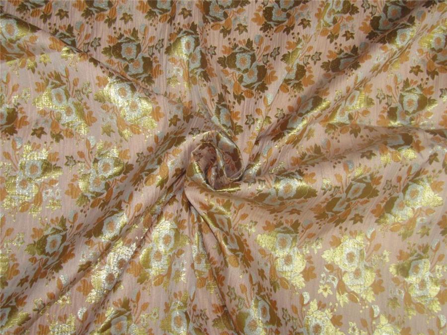 Brocade fabric peach &amp; peachy x metallic Gold 44&quot;