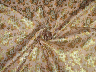 Brocade fabric peach &amp; peachy x metallic Gold 44&quot;