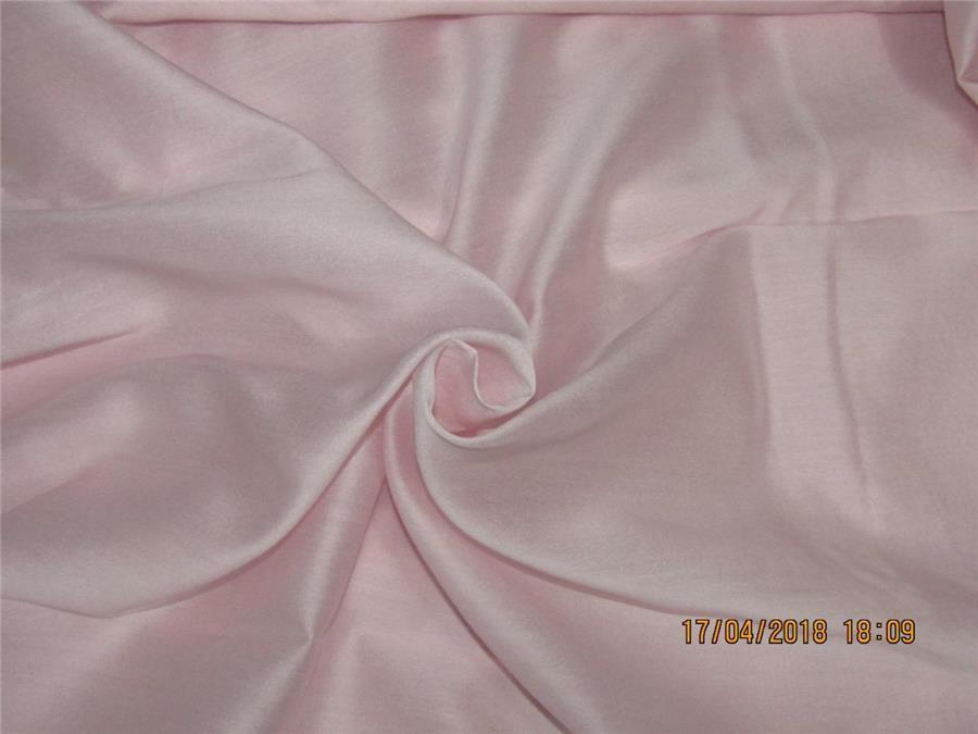 pure silk / cotton spun yarn sheer chanderi fabric baby pink color 44 inch wide by the yard