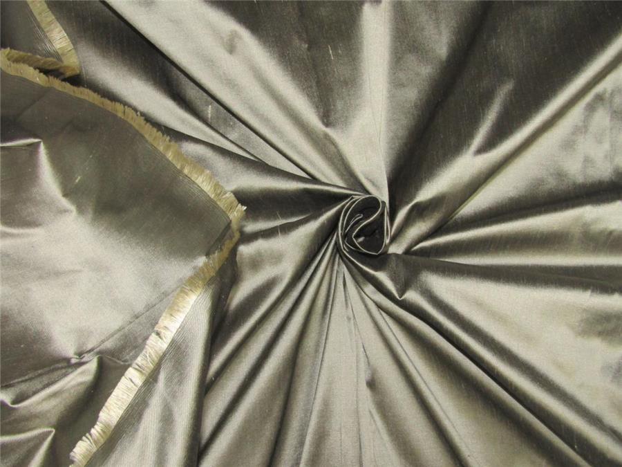 100% pure silk dupioni fabric black x cream color 54" wide DUP#D[5]