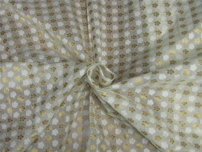 silk chanderi Brocade fabric ivory x metallic gold 44" wide BRO631[5]