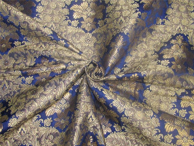 Heavy Brocade fabric navy x metallic gold color