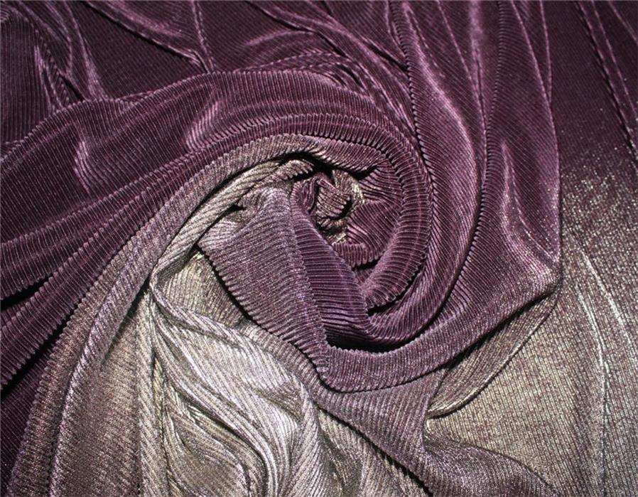 Gold & Aubergine Ombre Pleated Fabric ~ 60'' wide