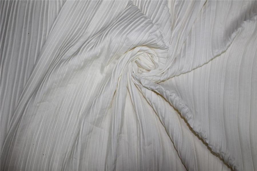 Ivory color satin pleated fabric ~ 58'' wide