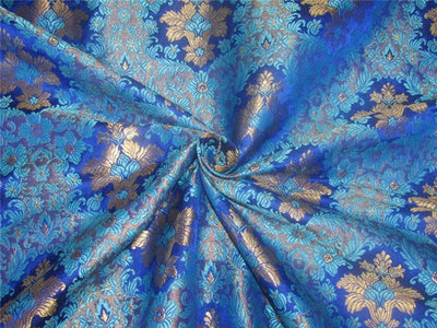 Heavy Brocade fabric royal blue x metallic gold color