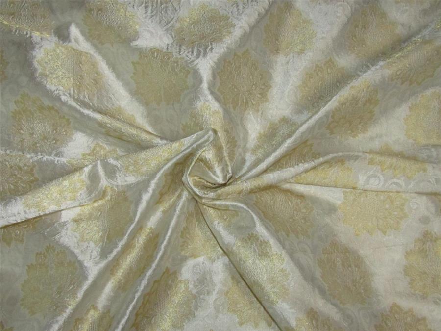 Heavy Brocade fabric Ivory x gold color 44&quot; wide